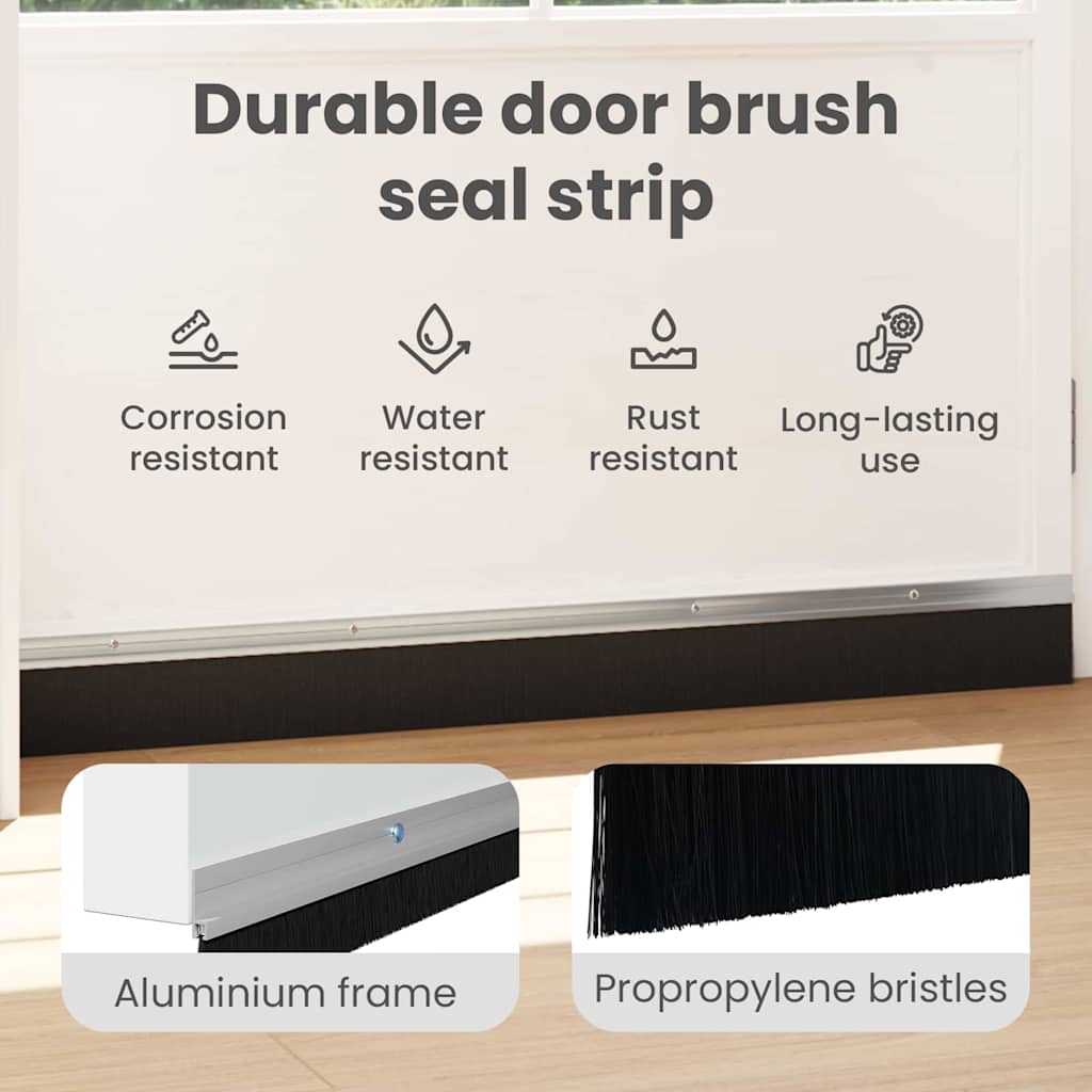 Screw-on Door Brush Seals 12 pcs Silver 100 cm Aluminium Alloy