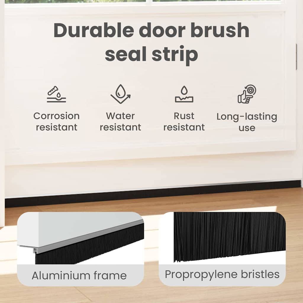 Screw-on Door Brush Seals 2 pcs Silver 100 cm Aluminium Alloy
