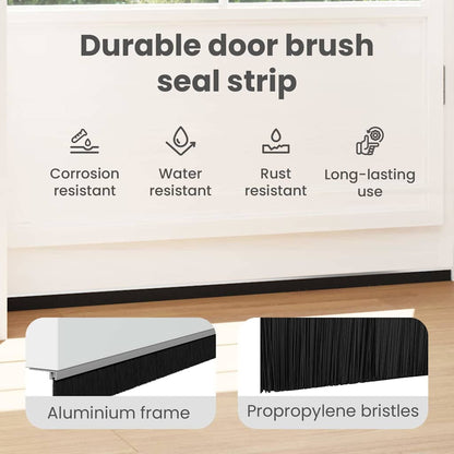 Screw-on Door Brush Seals 2 pcs Silver 100 cm Aluminium Alloy