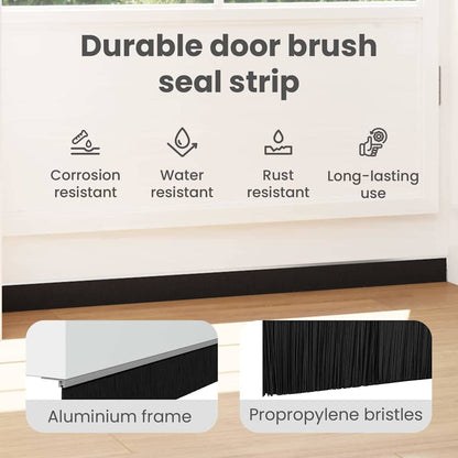 Screw-on Door Brush Seals 12 pcs Silver 100 cm Aluminium Alloy
