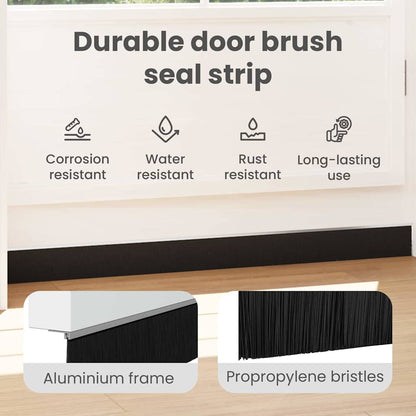 Screw-on Door Brush Seals 12 pcs Silver 100 cm Aluminium Alloy