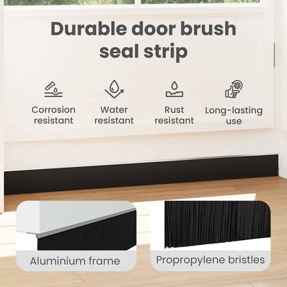Screw-on Door Brush Seals 12 pcs Silver 100 cm Aluminium Alloy