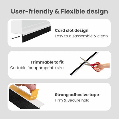 Self-adhesive Door Brush Seals 2 pcs White 100 cm