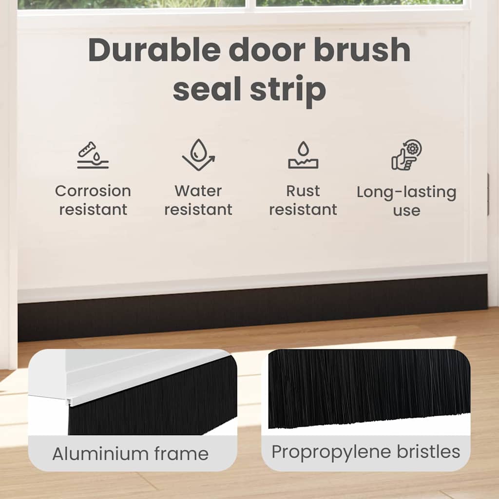 Self-adhesive Door Brush Seals 2 pcs White 100 cm