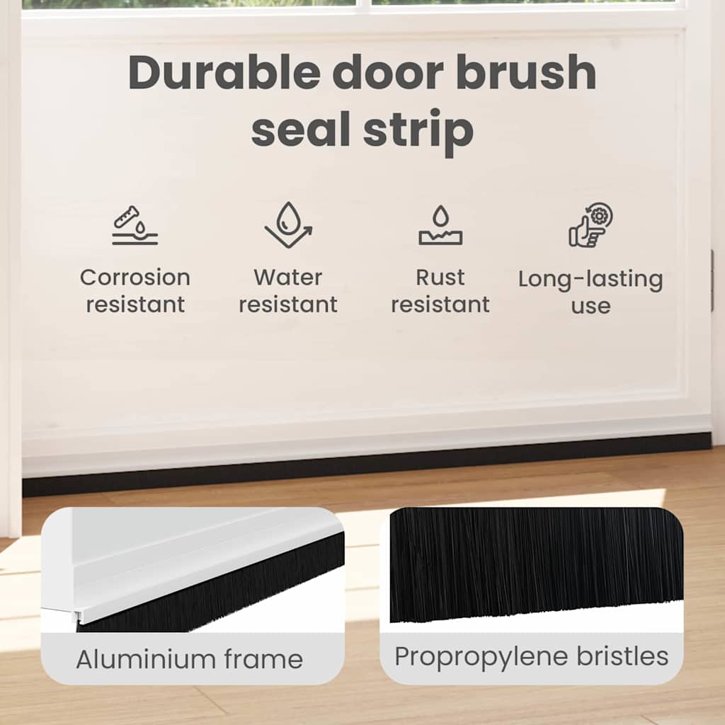 Self-adhesive Door Brush Seals 6 pcs White 100 cm