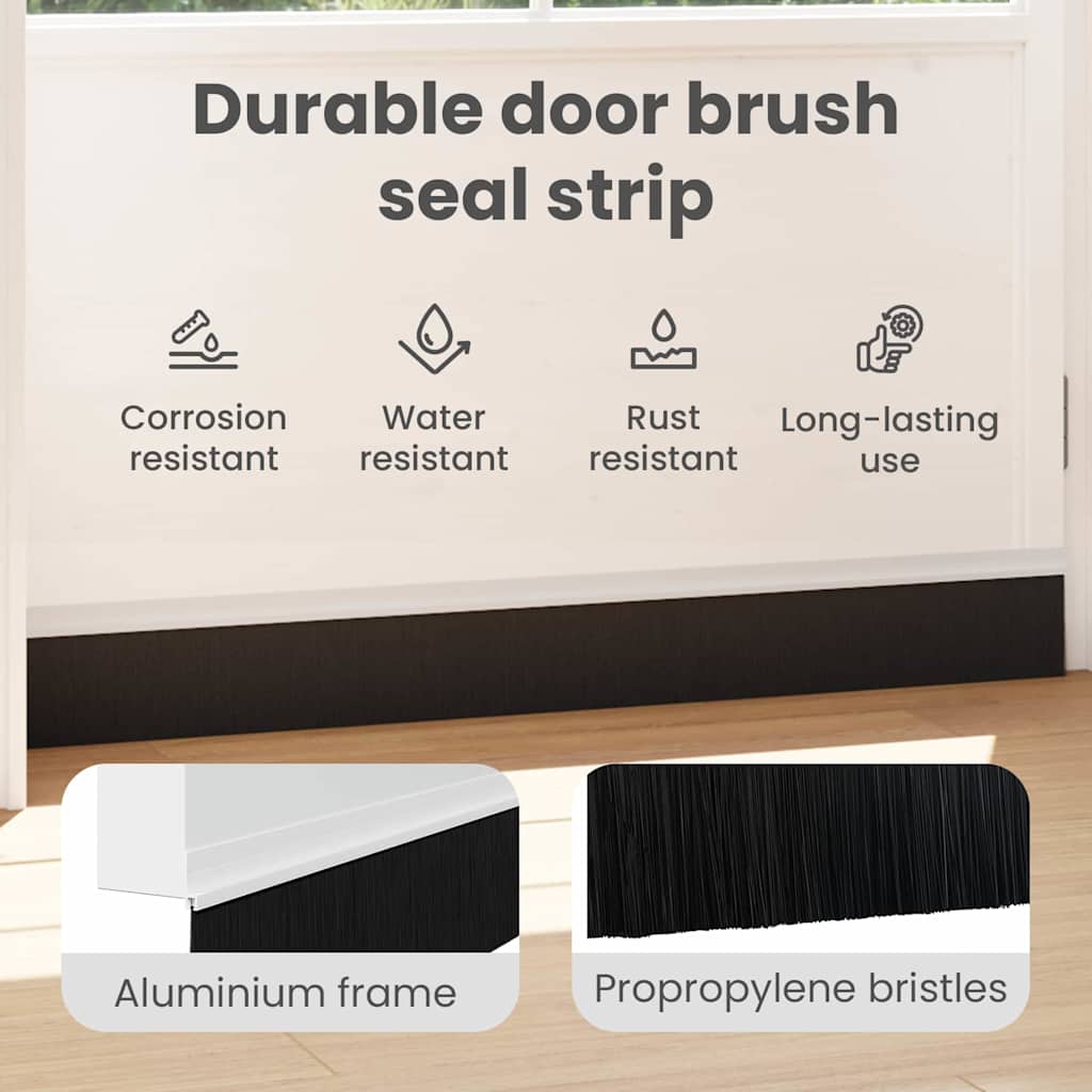 Self-adhesive Door Brush Seals 6 pcs White 100 cm