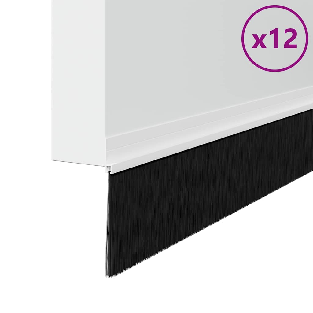 Self-adhesive Door Brush Seals 12 pcs White 100 cm
