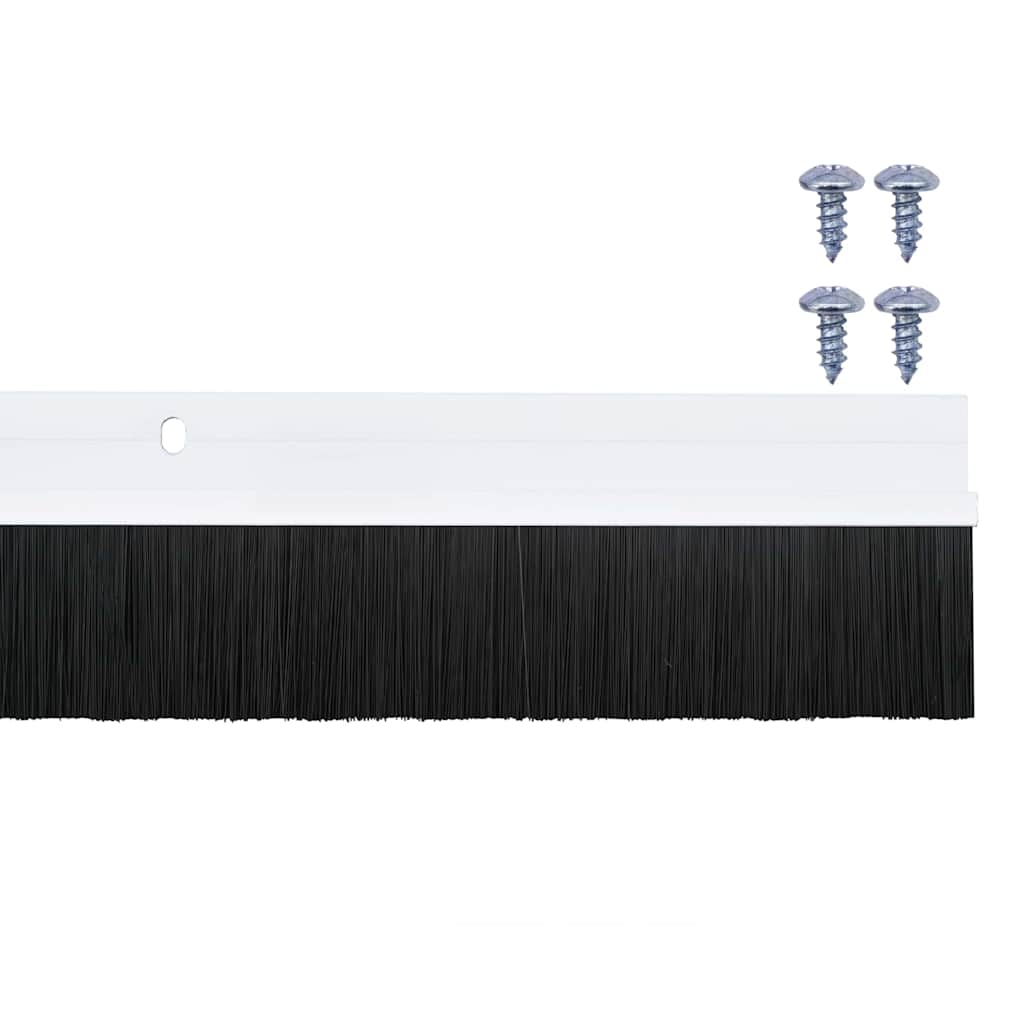 Screw-on Door Brush Seals 2 pcs White 100 cm Aluminium Alloy