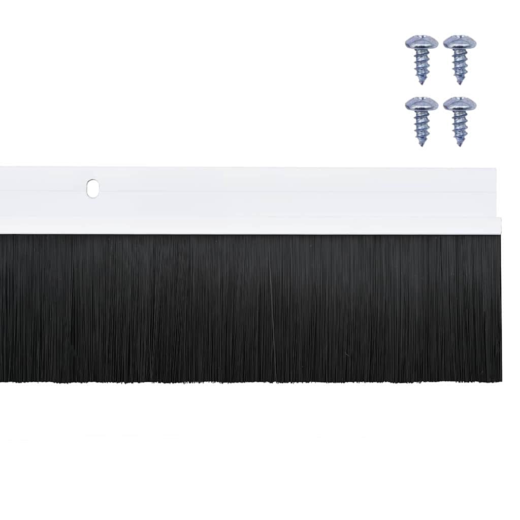 Screw-on Door Brush Seals 2 pcs White 100 cm Aluminium Alloy