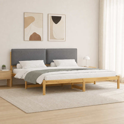 Bed Frame with Upholstered Headboard Whitewash and Light Grey