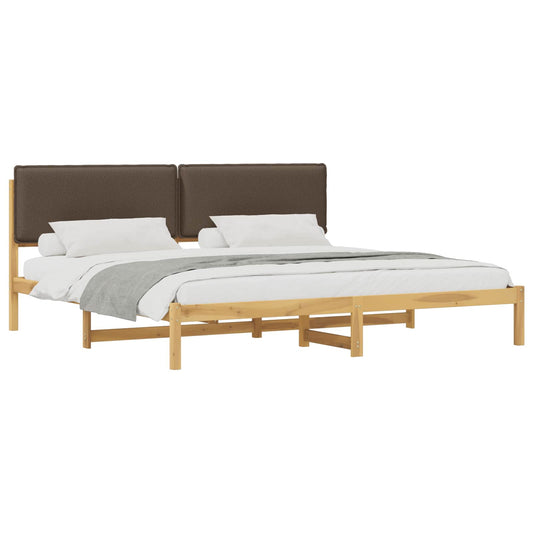 Bed Frame with Upholstered Headboard Whitewash and Taupe