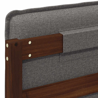 Bed Frame with Upholstered Headboard Dark Brown and Light Grey