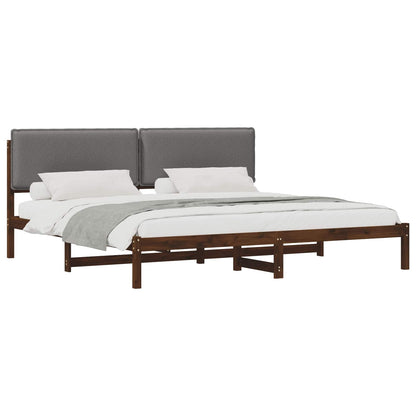 Bed Frame with Upholstered Headboard Dark Brown and Light Grey