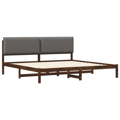 Bed Frame with Upholstered Headboard Dark Brown and Light Grey