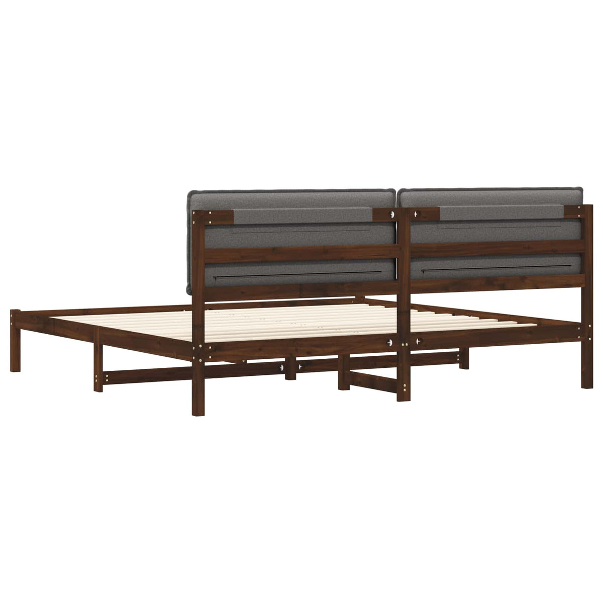Bed Frame with Upholstered Headboard Dark Brown and Light Grey