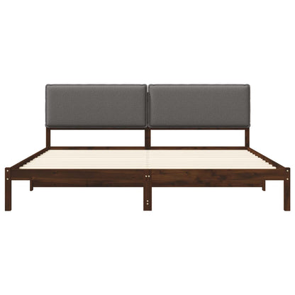 Bed Frame with Upholstered Headboard Dark Brown and Light Grey