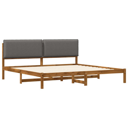 Bed Frame with Upholstered Headboard Natural and Light Grey