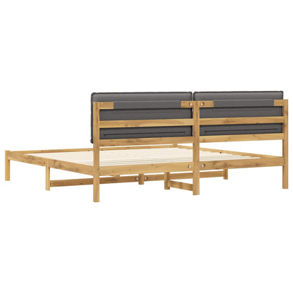 Bed Frame with Upholstered Headboard Whitewash and Light Grey