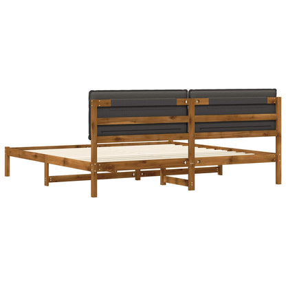 Bed Frame with Upholstered Headboard Natural and Dark Grey