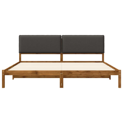 Bed Frame with Upholstered Headboard Natural and Dark Grey