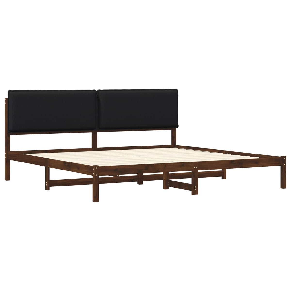 Bed Frame with Upholstered Headboard Dark Brown and Black