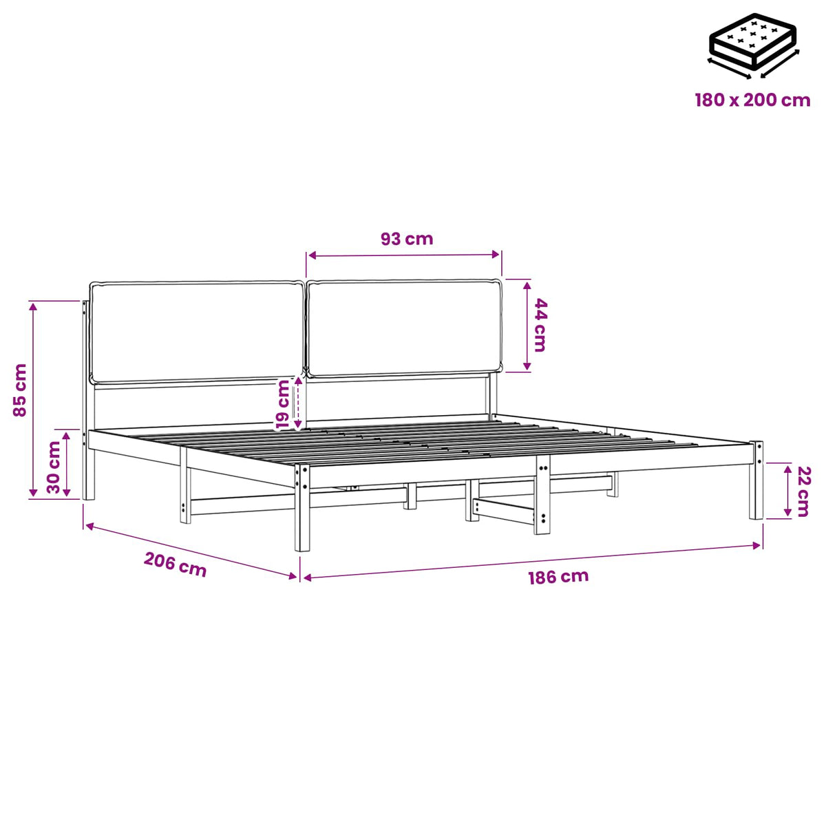 Bed Frame with Upholstered Headboard Dark Brown and Black