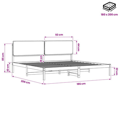 Bed Frame with Upholstered Headboard Dark Brown and Black
