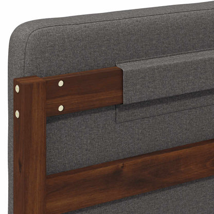 Bed Frame with Upholstered Headboard Dark Brown and Light Grey