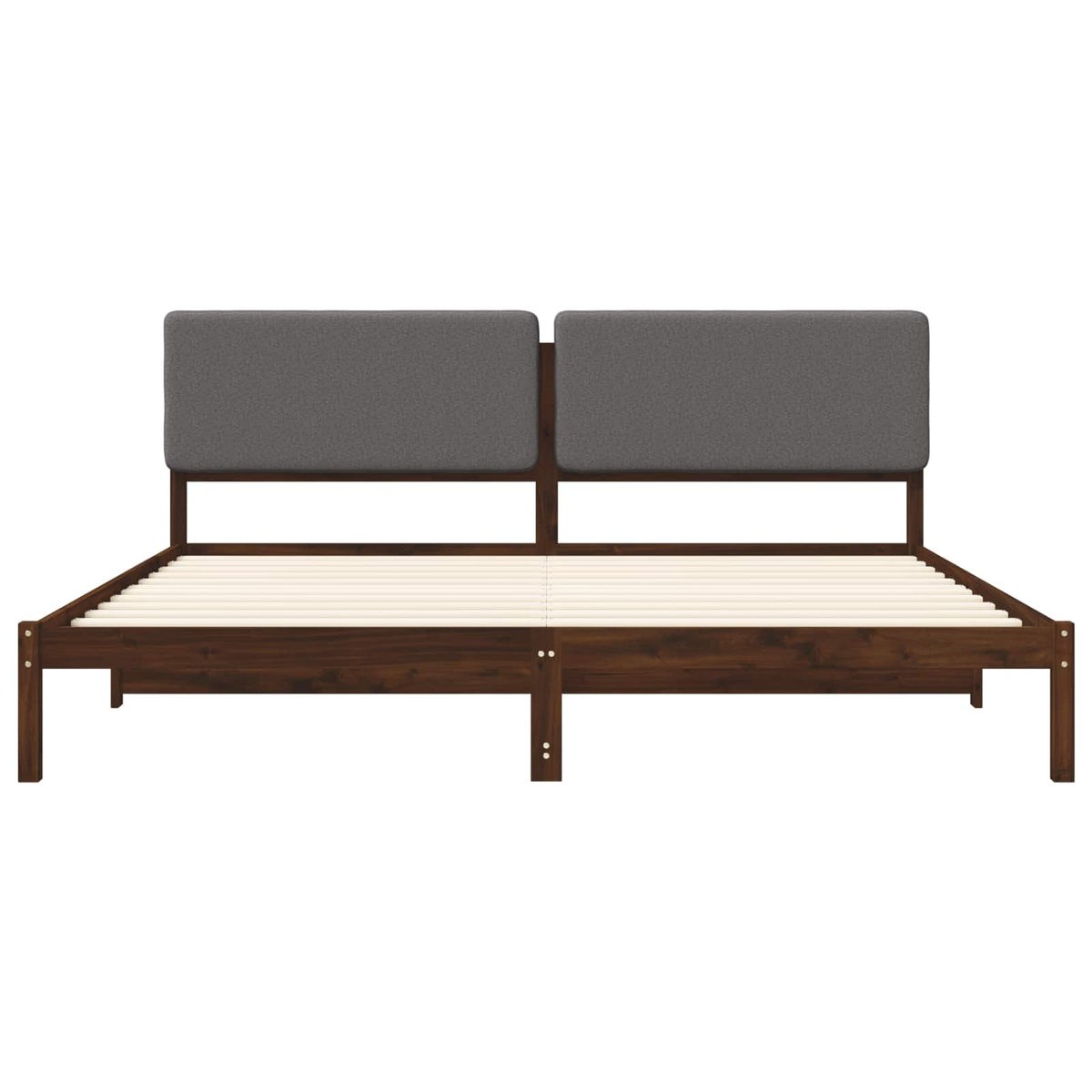 Bed Frame with Upholstered Headboard Dark Brown and Light Grey