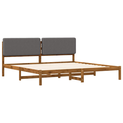Bed Frame with Upholstered Headboard Natural and Light Grey