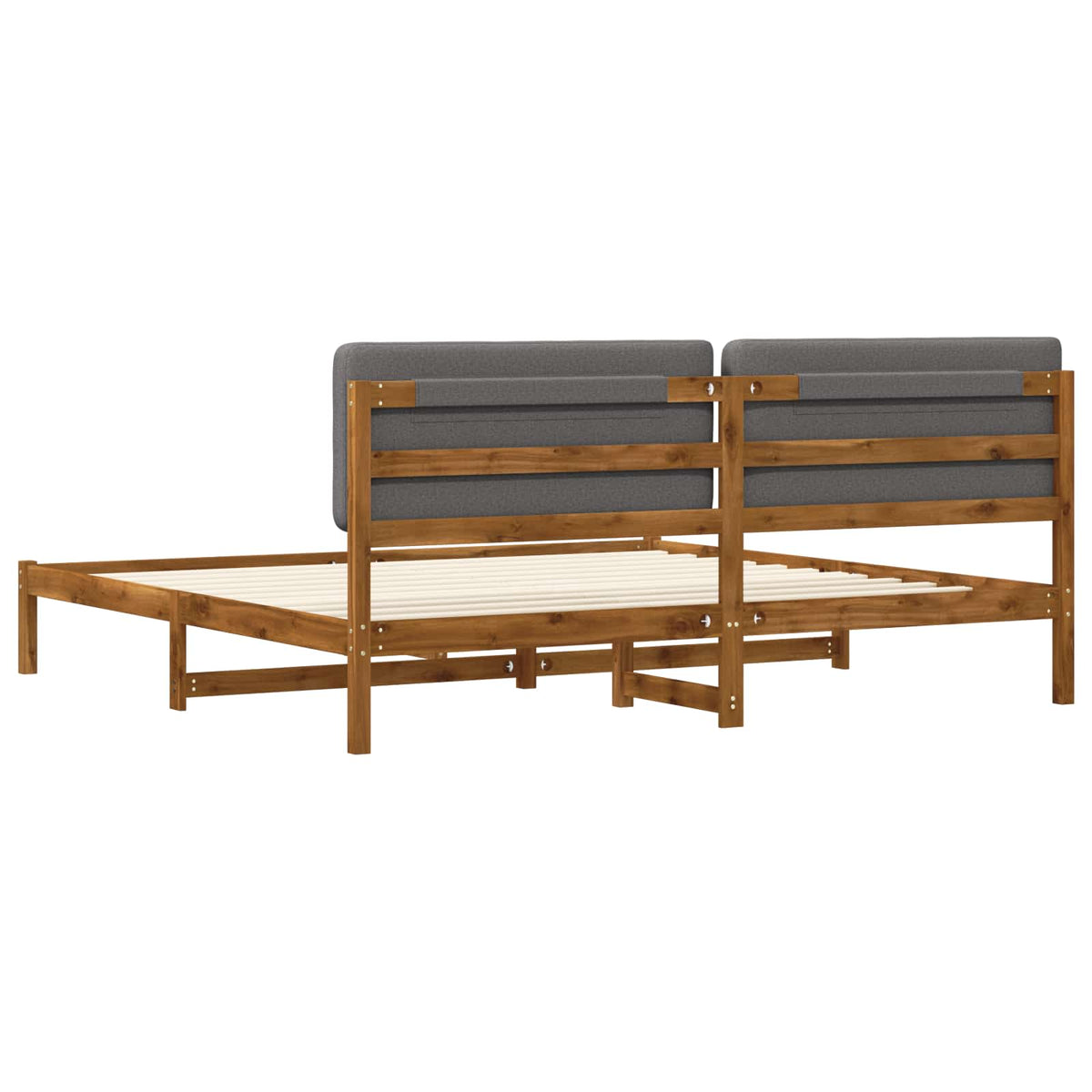 Bed Frame with Upholstered Headboard Natural and Light Grey