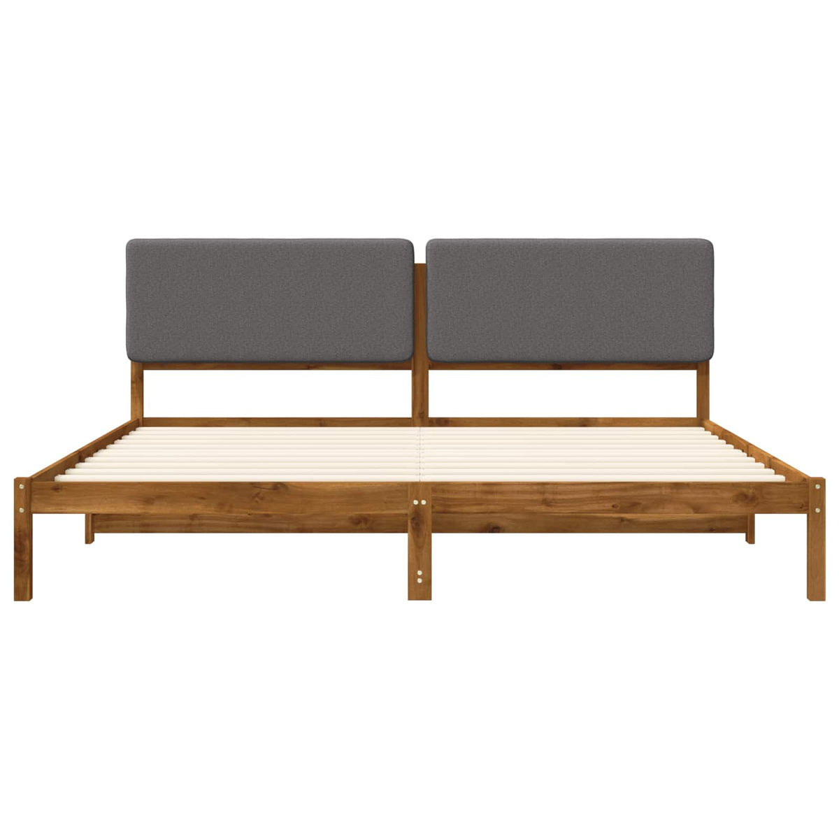 Bed Frame with Upholstered Headboard Natural and Light Grey
