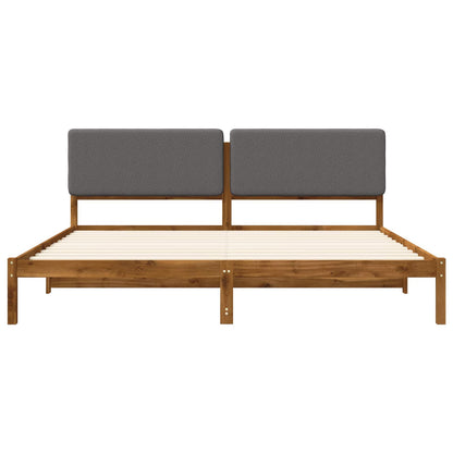 Bed Frame with Upholstered Headboard Natural and Light Grey
