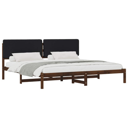 Bed Frame with Upholstered Headboard Dark Brown and Black