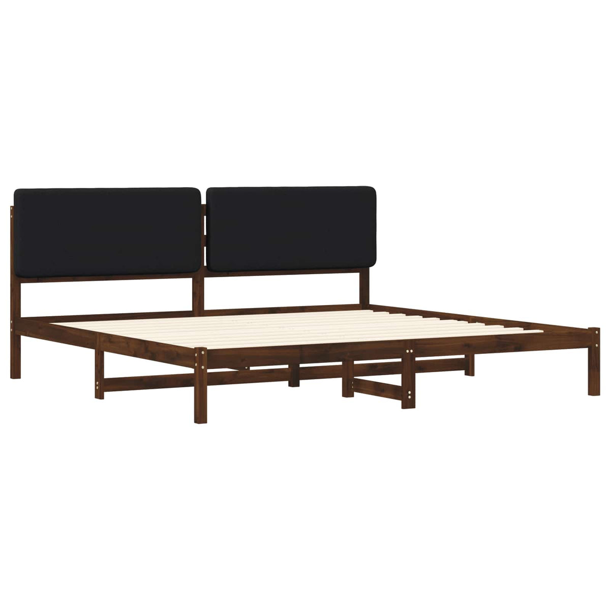Bed Frame with Upholstered Headboard Dark Brown and Black