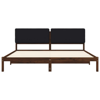 Bed Frame with Upholstered Headboard Dark Brown and Black