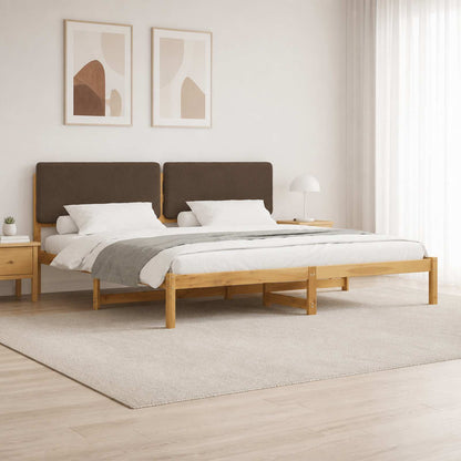 Bed Frame with Upholstered Headboard Whitewash and Taupe