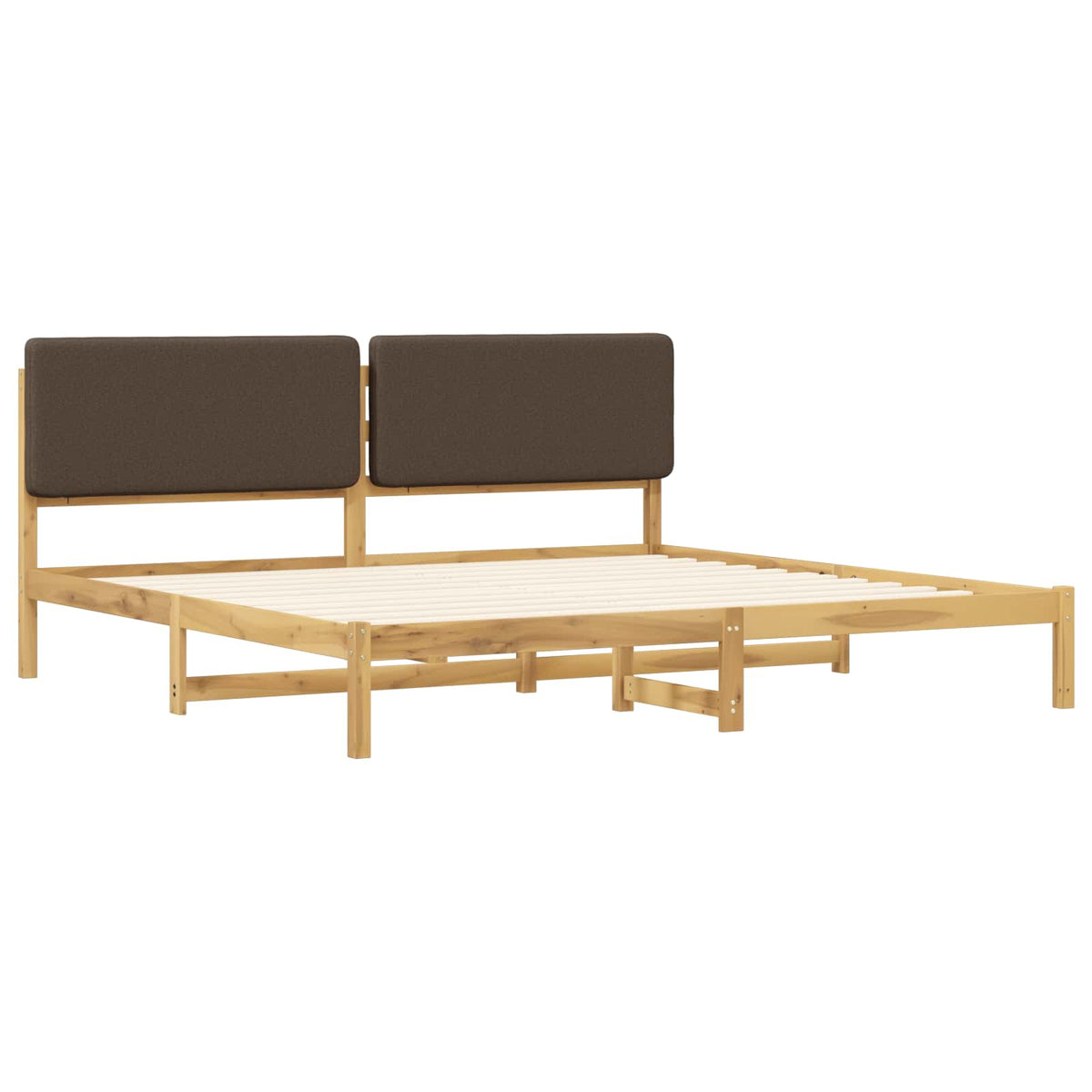 Bed Frame with Upholstered Headboard Whitewash and Taupe