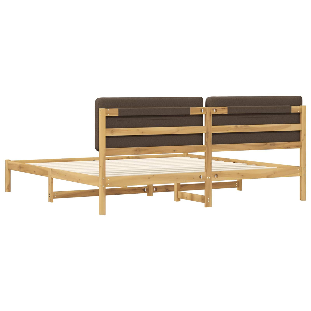 Bed Frame with Upholstered Headboard Whitewash and Taupe