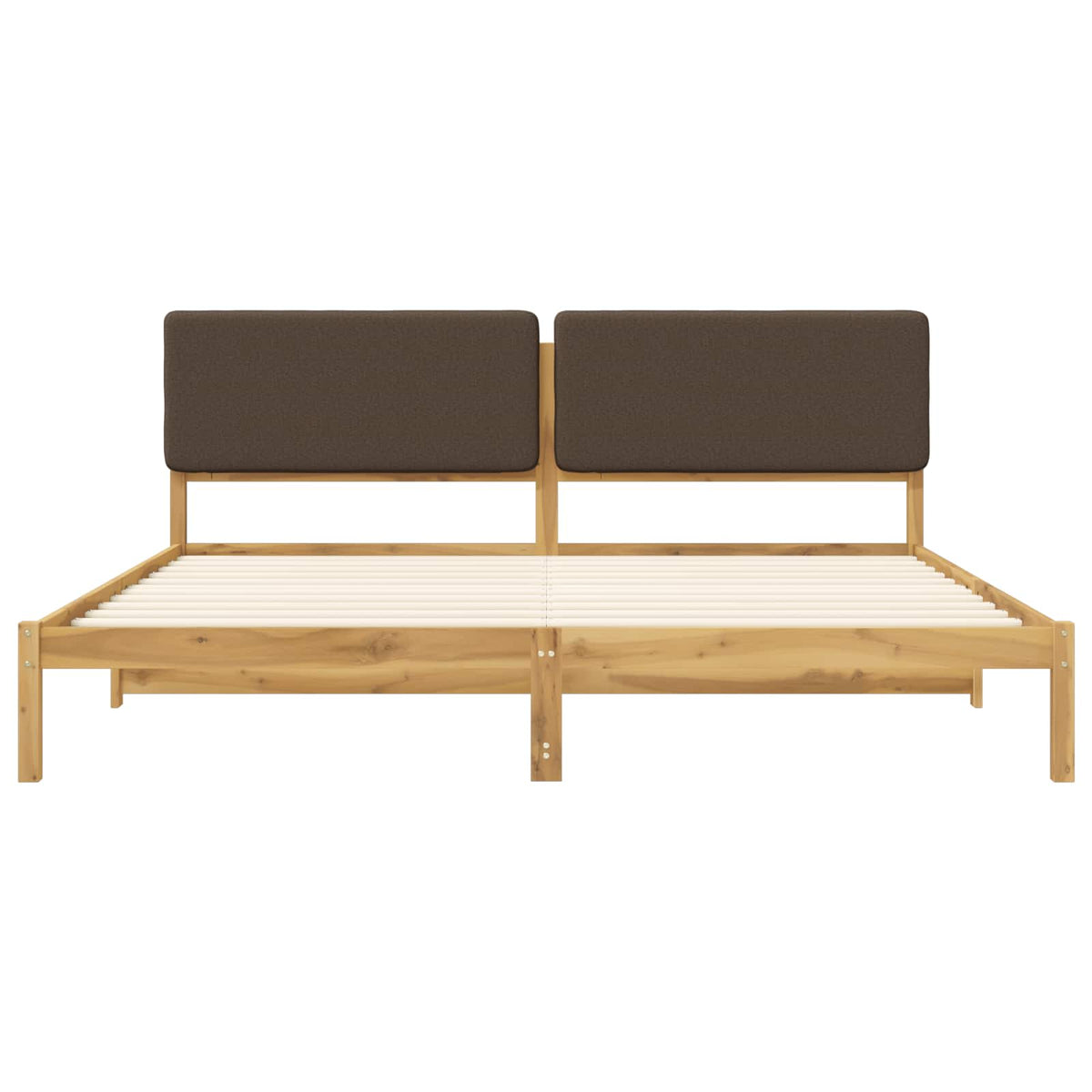 Bed Frame with Upholstered Headboard Whitewash and Taupe
