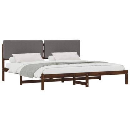 Bed Frame with Upholstered Headboard Dark Brown and Light Grey