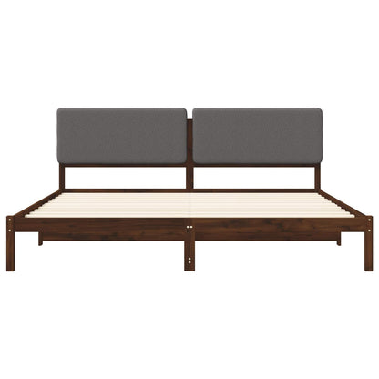 Bed Frame with Upholstered Headboard Dark Brown and Light Grey
