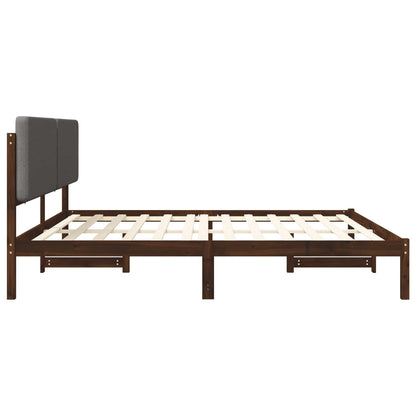 Bed Frame with Upholstered Headboard Dark Brown and Light Grey