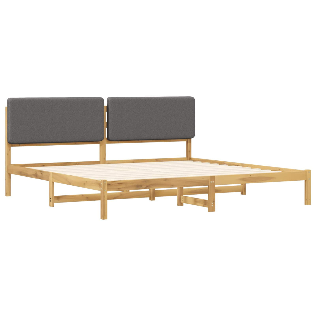 Bed Frame with Upholstered Headboard Whitewash and Light Grey