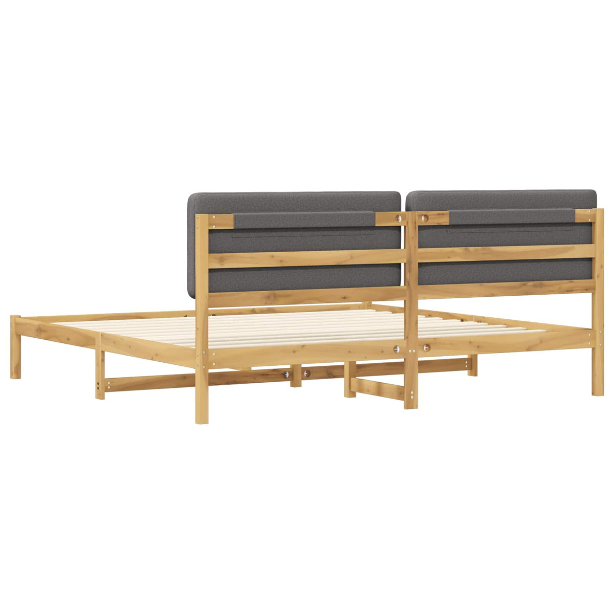 Bed Frame with Upholstered Headboard Whitewash and Light Grey