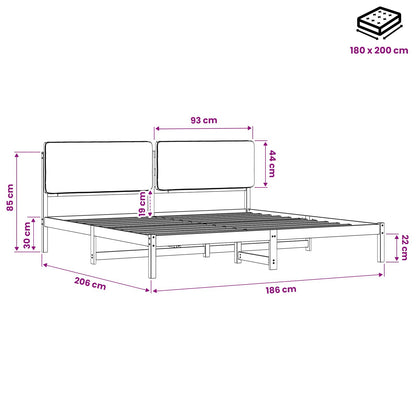 Bed Frame with Upholstered Headboard Whitewash and Light Grey