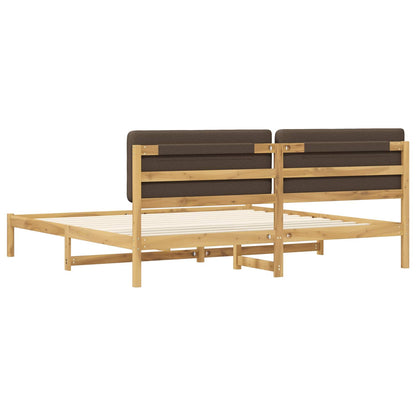 Bed Frame with Upholstered Headboard Whitewash and Taupe