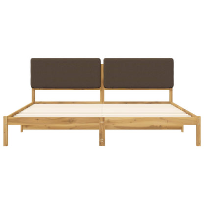 Bed Frame with Upholstered Headboard Whitewash and Taupe