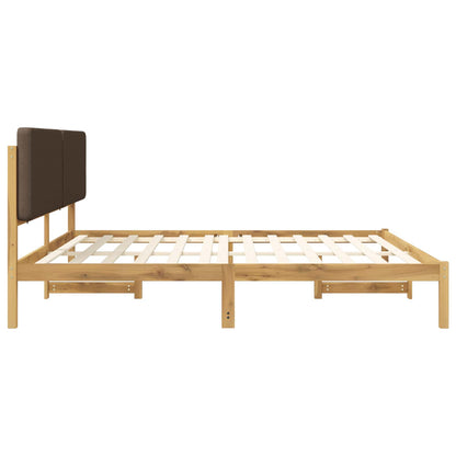 Bed Frame with Upholstered Headboard Whitewash and Taupe