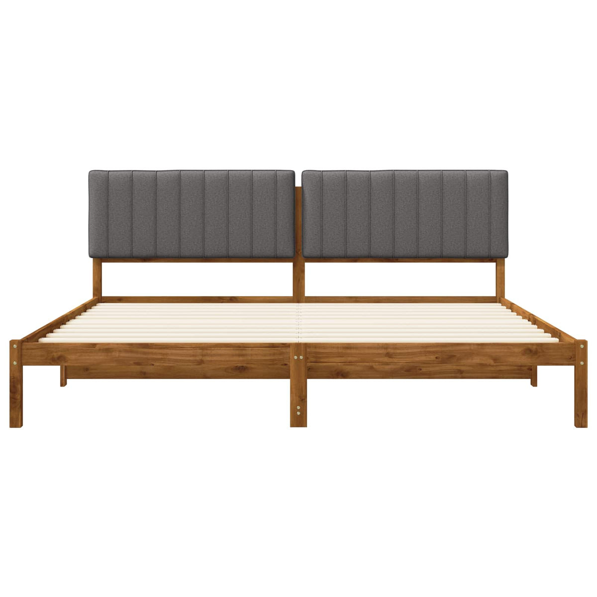 Bed Frame with Upholstered Headboard Natural and Light Grey
